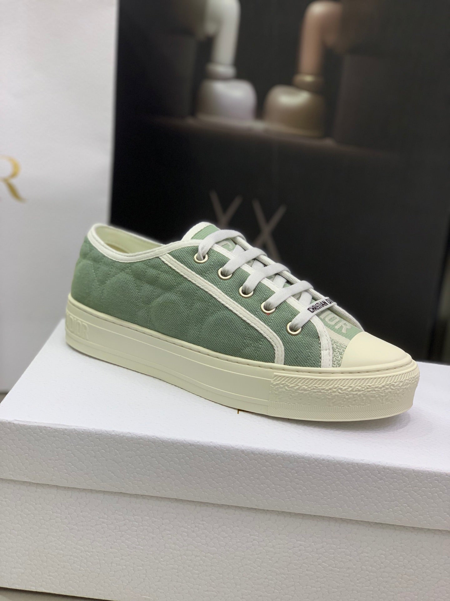 CD 26s Walk'n'Dior Sneaker Pale Green Cream Cotton 966656