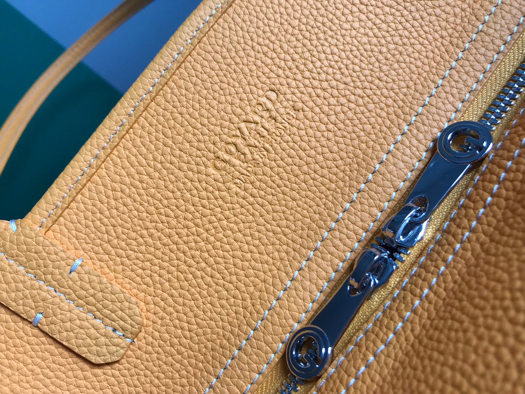 HARDY PM BAG 40 IN YELLOW GOYARDINE CANVAS AND TAURILLON LEATHER TRIM