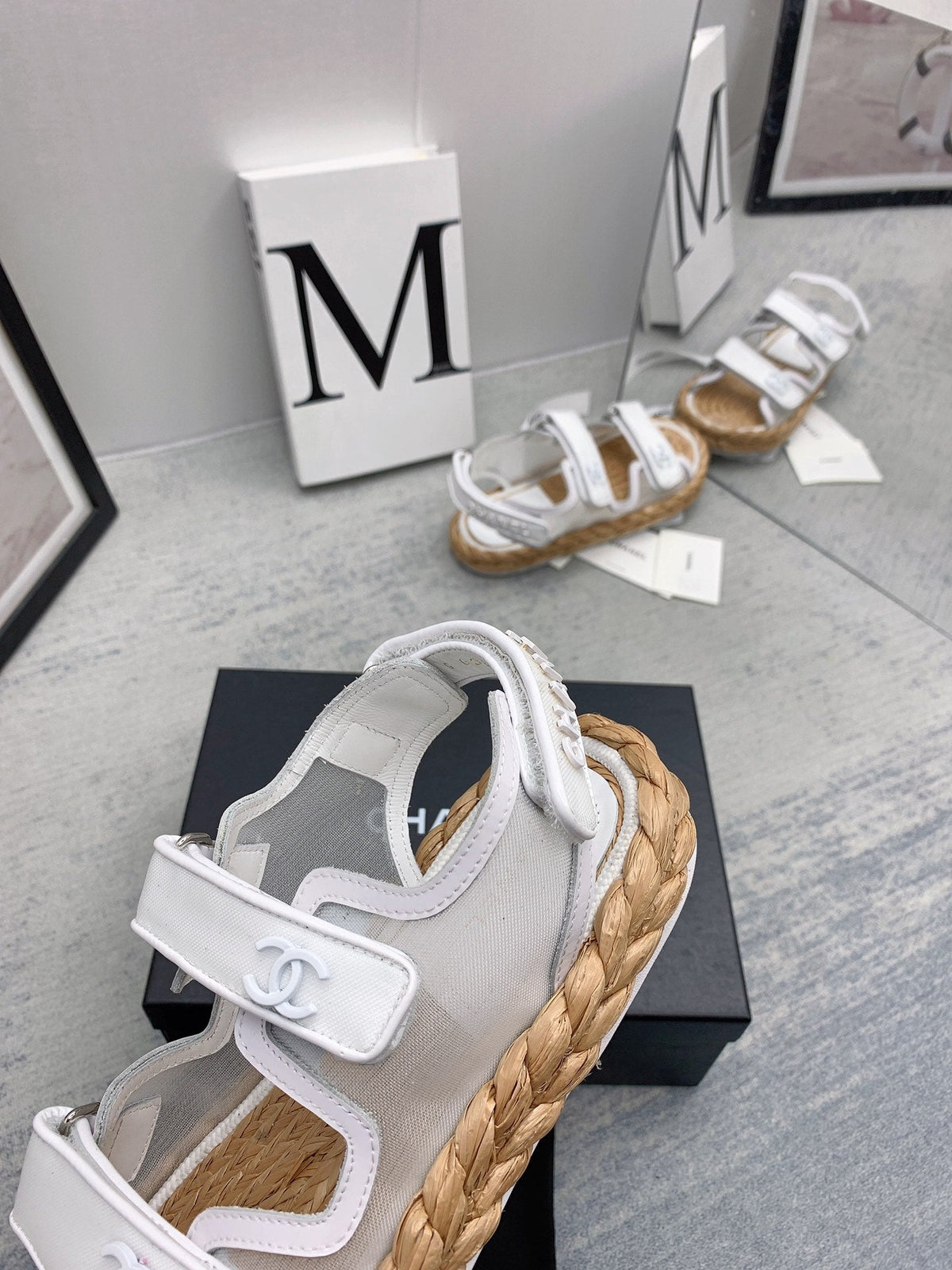 CC 26s Dad Sandals White Calfskin Cord 160041