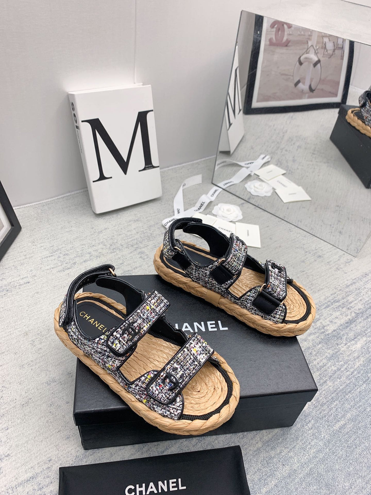 CC 26s Dad Sandals Black Tweed Cord 160039