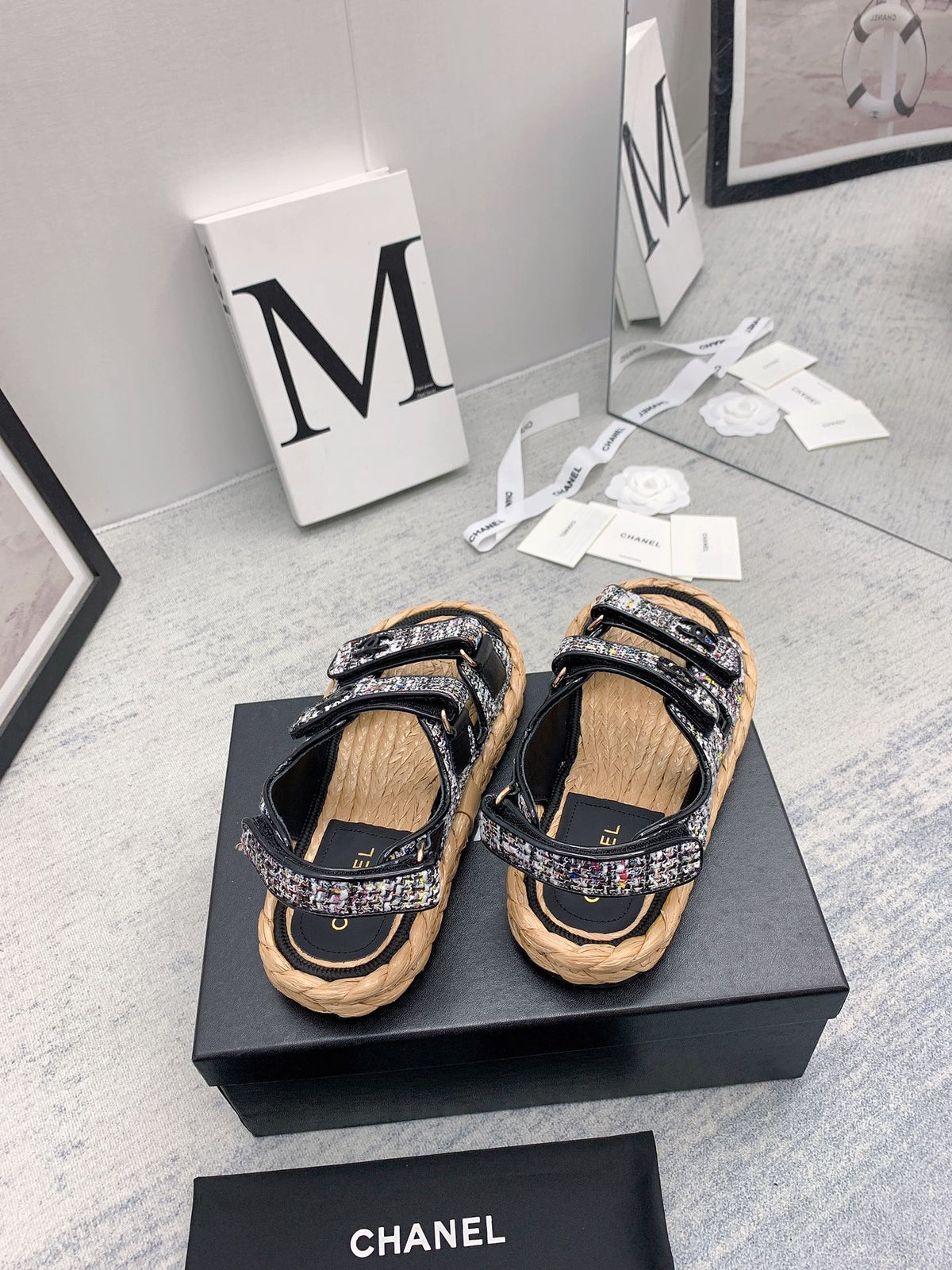 CC 26s Dad Sandals Black Tweed Cord 160039