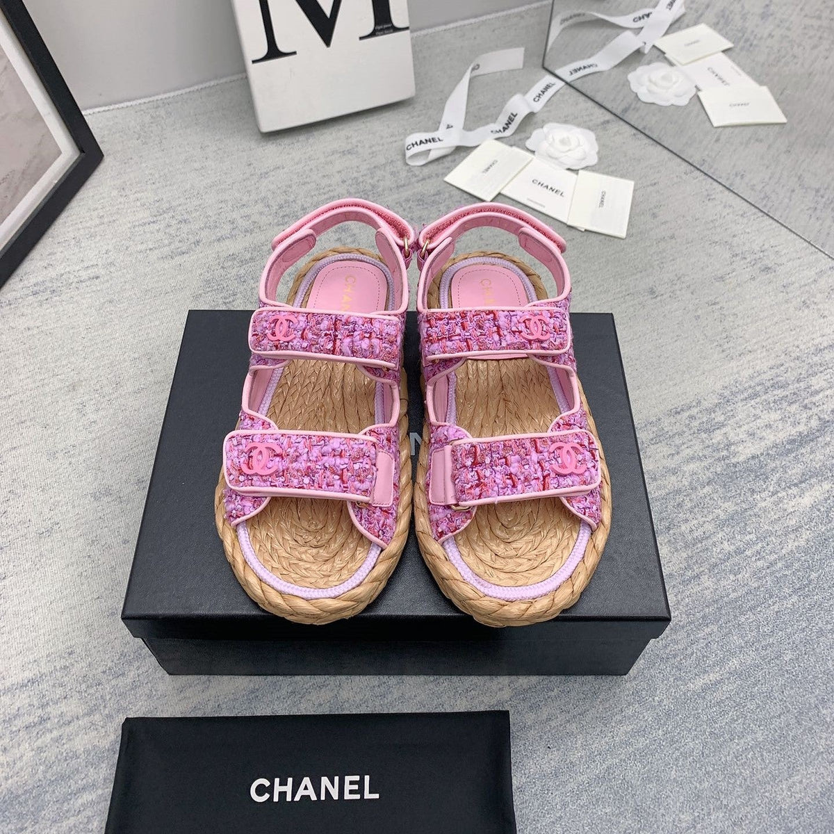 CC 26s Dad Sandals Pink Tweed Cord 160040
