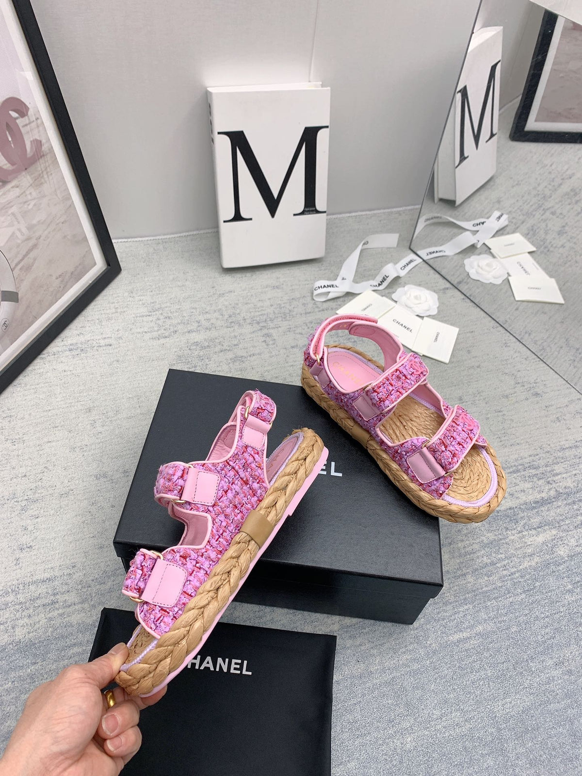 CC 26s Dad Sandals Pink Tweed Cord 160040