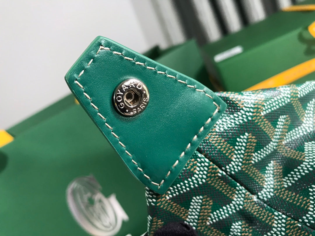 Goyard Bowling 25 Toiletry Bag Green Canvas & Calfskin
