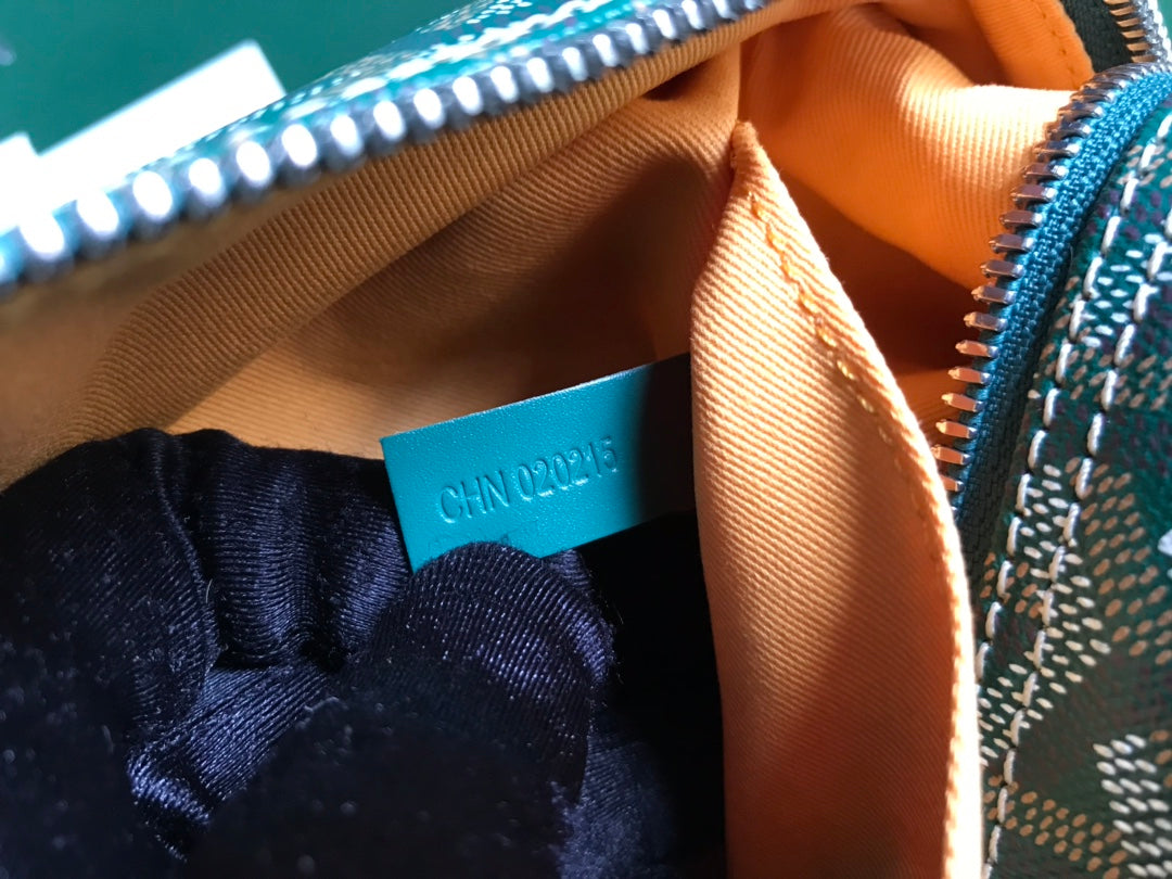 Goyard Bowling 25 Toiletry Bag Green Canvas & Calfskin