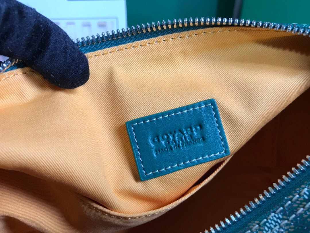 Goyard Bowling 25 Toiletry Bag Green Canvas & Calfskin