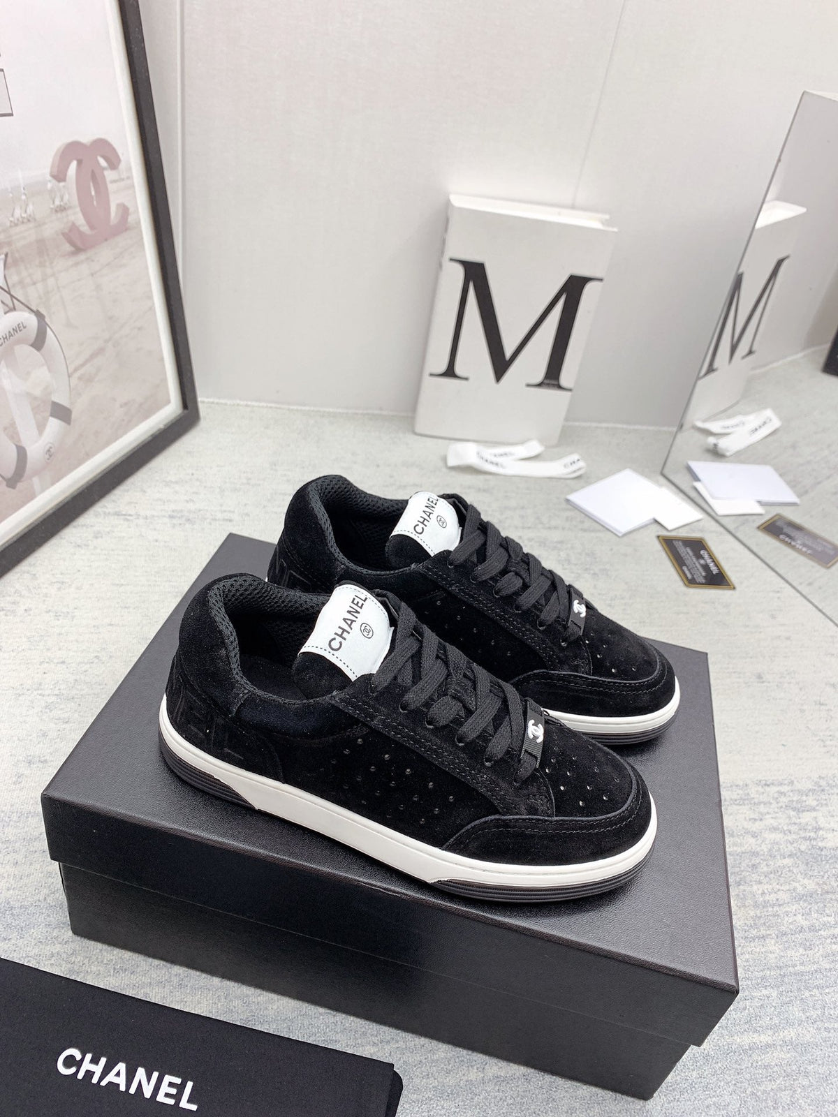 CC 26s Low Top Sneakers Black Suede Leather 160059