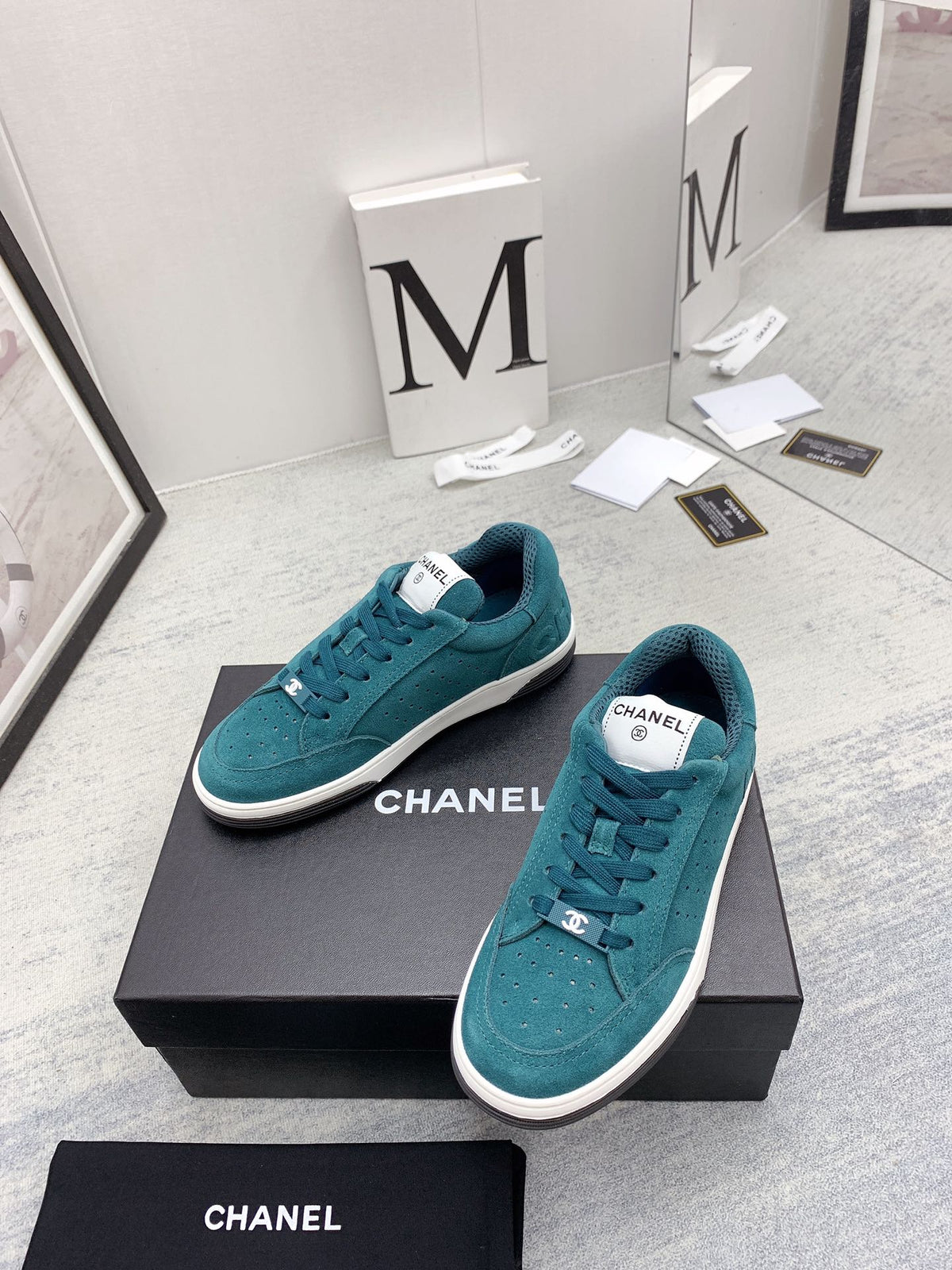 CC 26s Low Top Sneakers Teal Suede Leather 160058