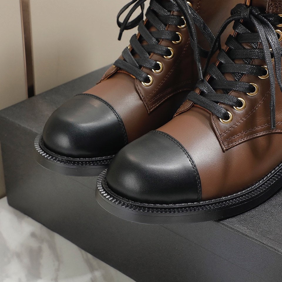 CC 26s Combat Boots Brown Black Leather 194071