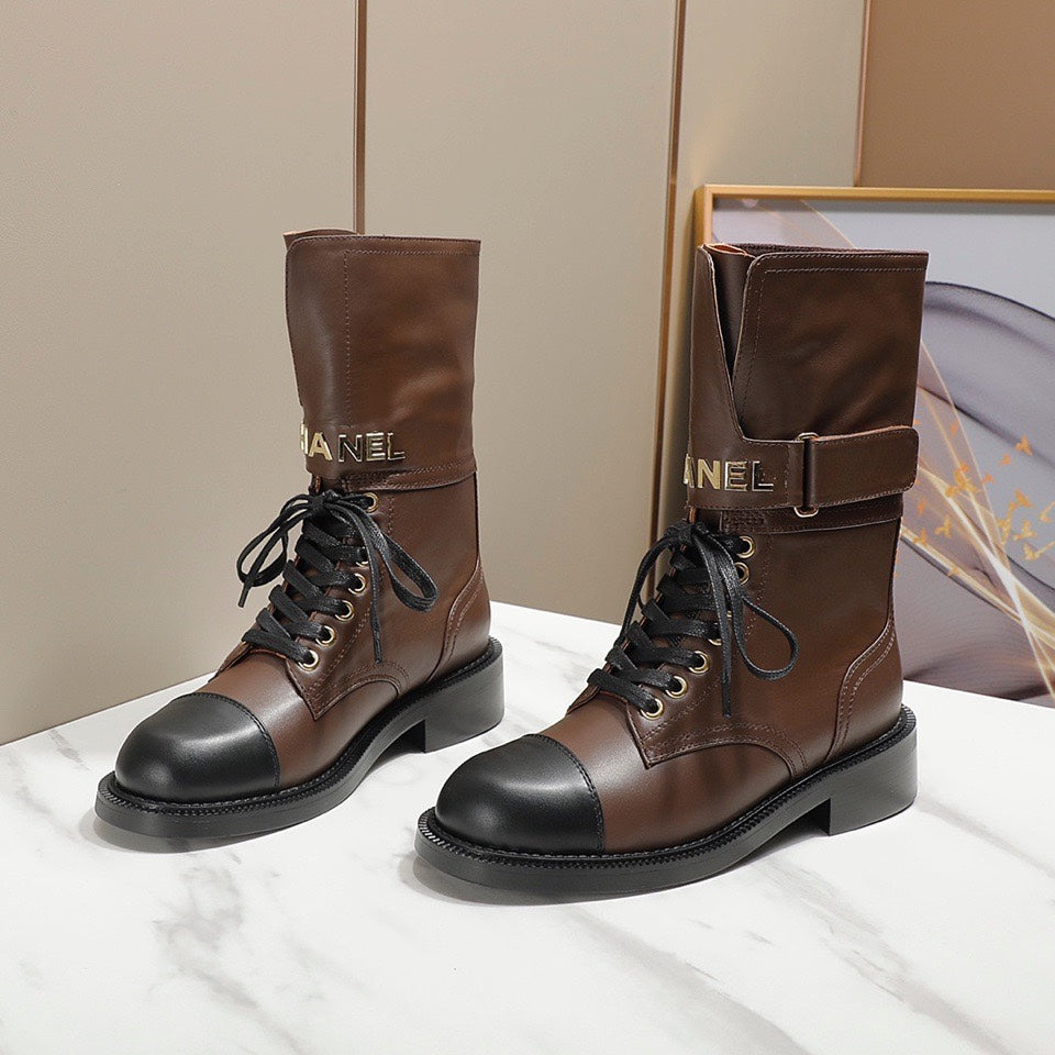 CC 26s Combat Boots Brown Black Leather 194071