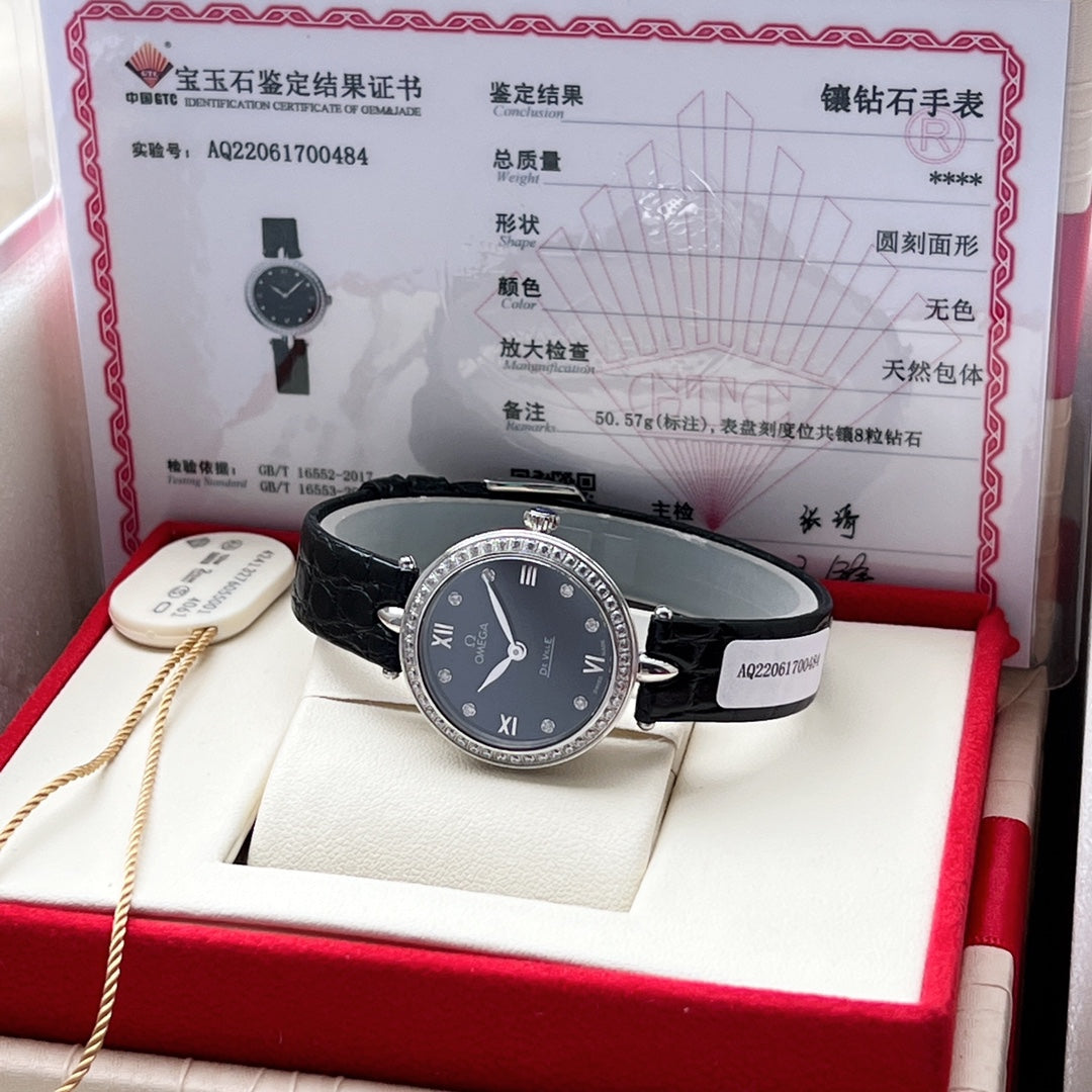 Omega De Ville 27.4mm Silver Black Dial