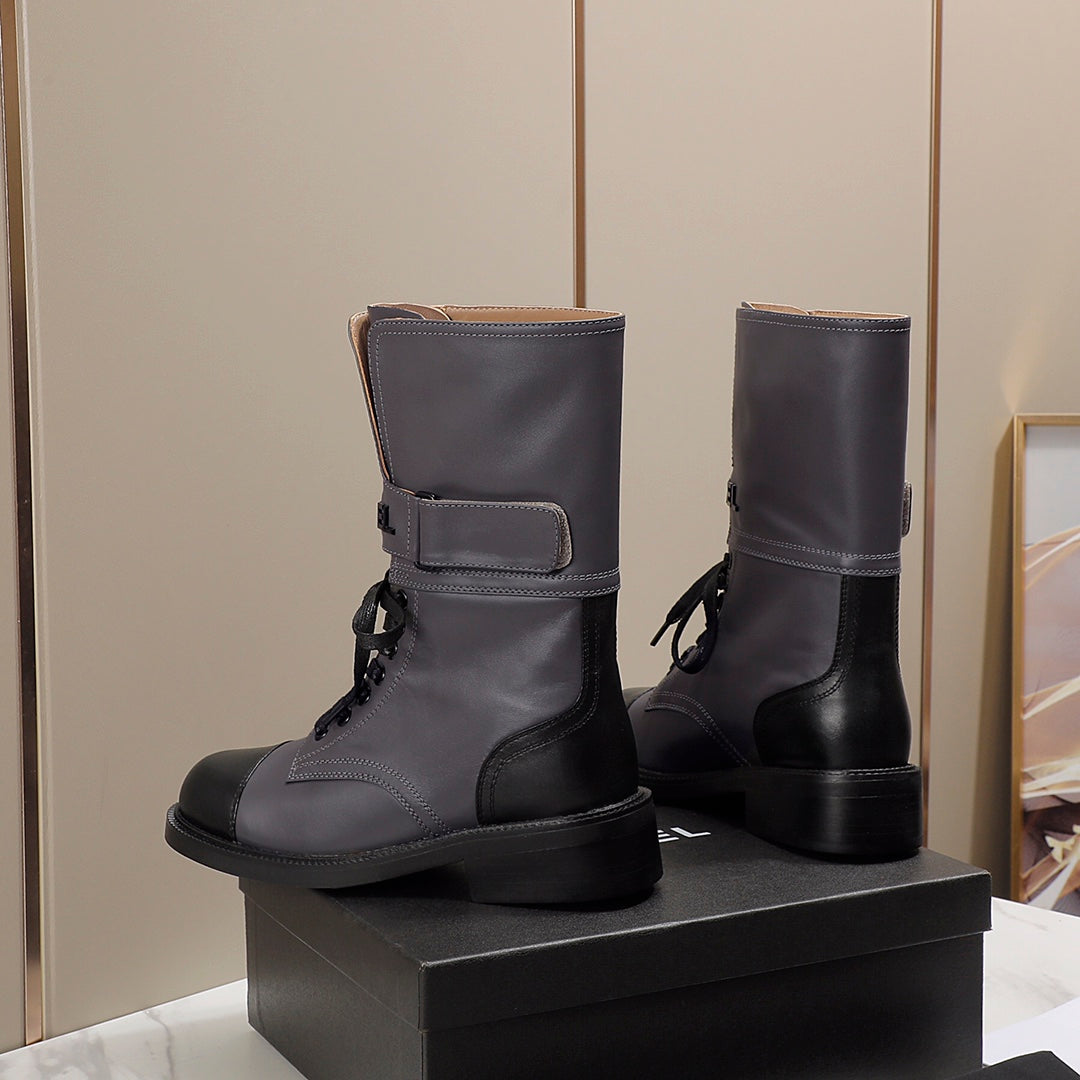 CC 26s Combat Boots Grey Black Leather 194068