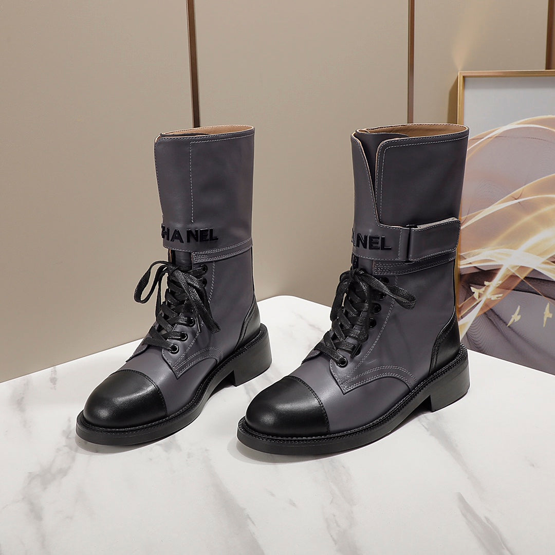 CC 26s Combat Boots Grey Black Leather 194068