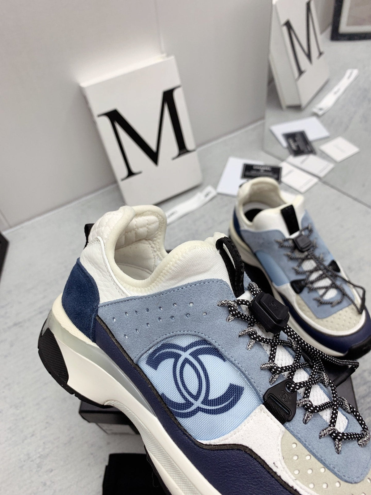 CC 26s Multicolor Sneakers Blue White Grey Calfskin Mesh 160120