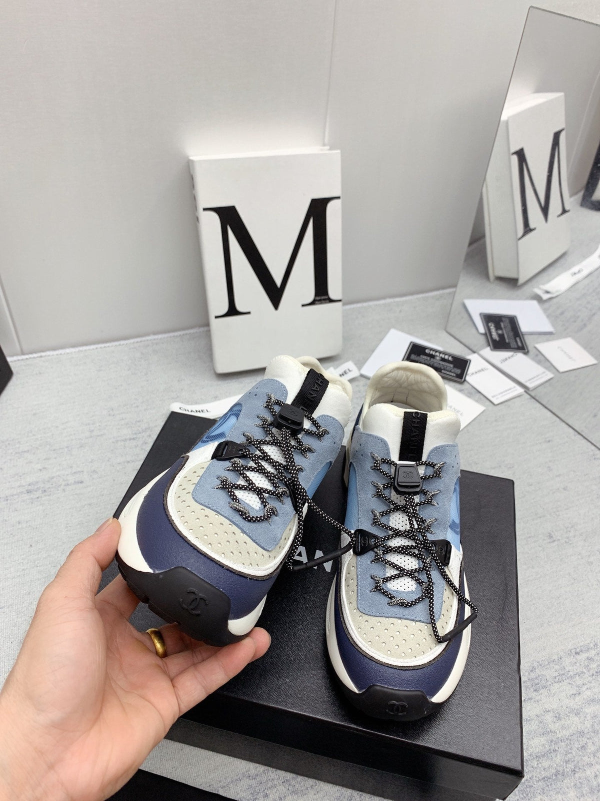 CC 26s Multicolor Sneakers Blue White Grey Calfskin Mesh 160120