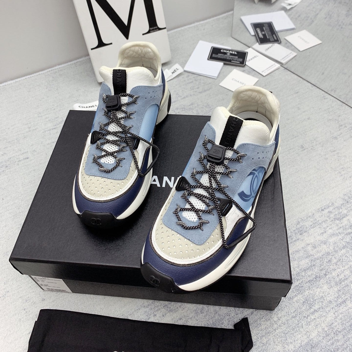 CC 26s Multicolor Sneakers Blue White Grey Calfskin Mesh 160120