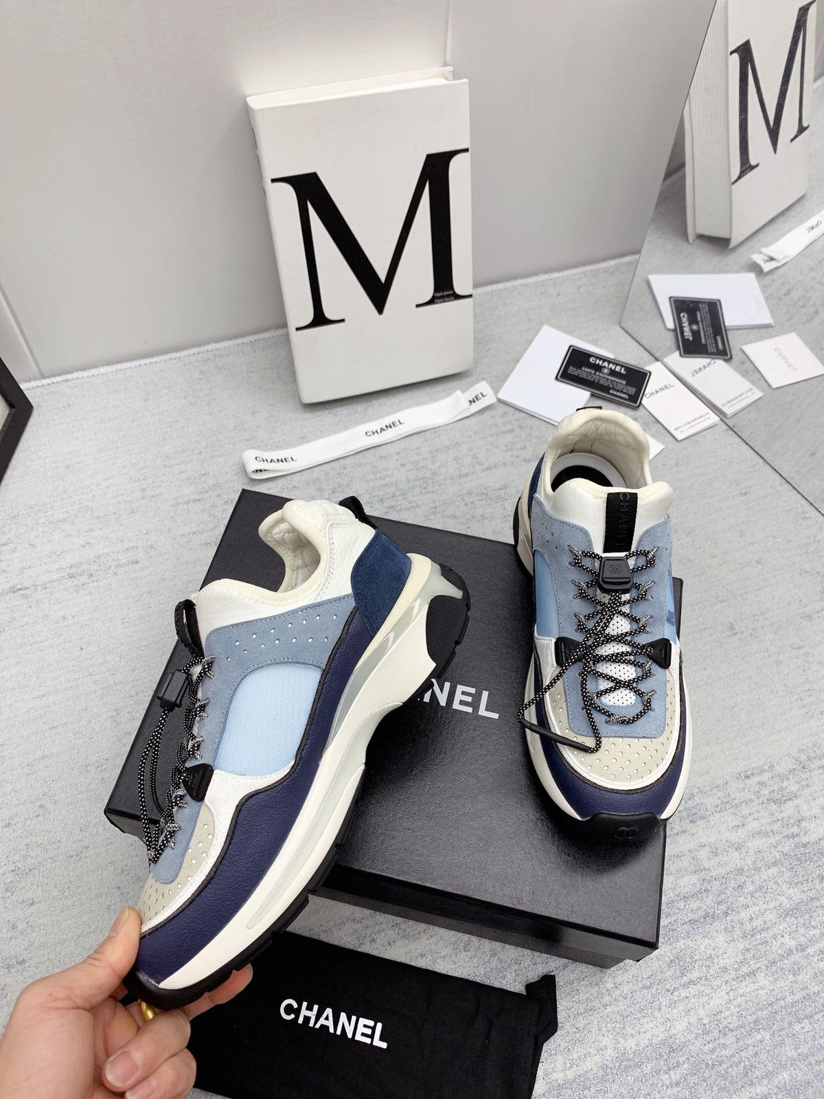 CC 26s Multicolor Sneakers Blue White Grey Calfskin Mesh 160120