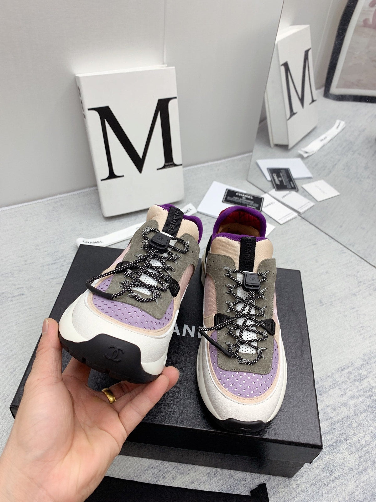 CC 26s Multicolor Sneakers Purple Pink Khaki Calfskin Mesh 160119
