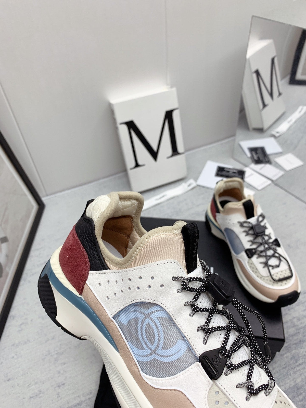 CC 26s Multicolor Sneakers Pink Beige Grey Calfskin Mesh 160123