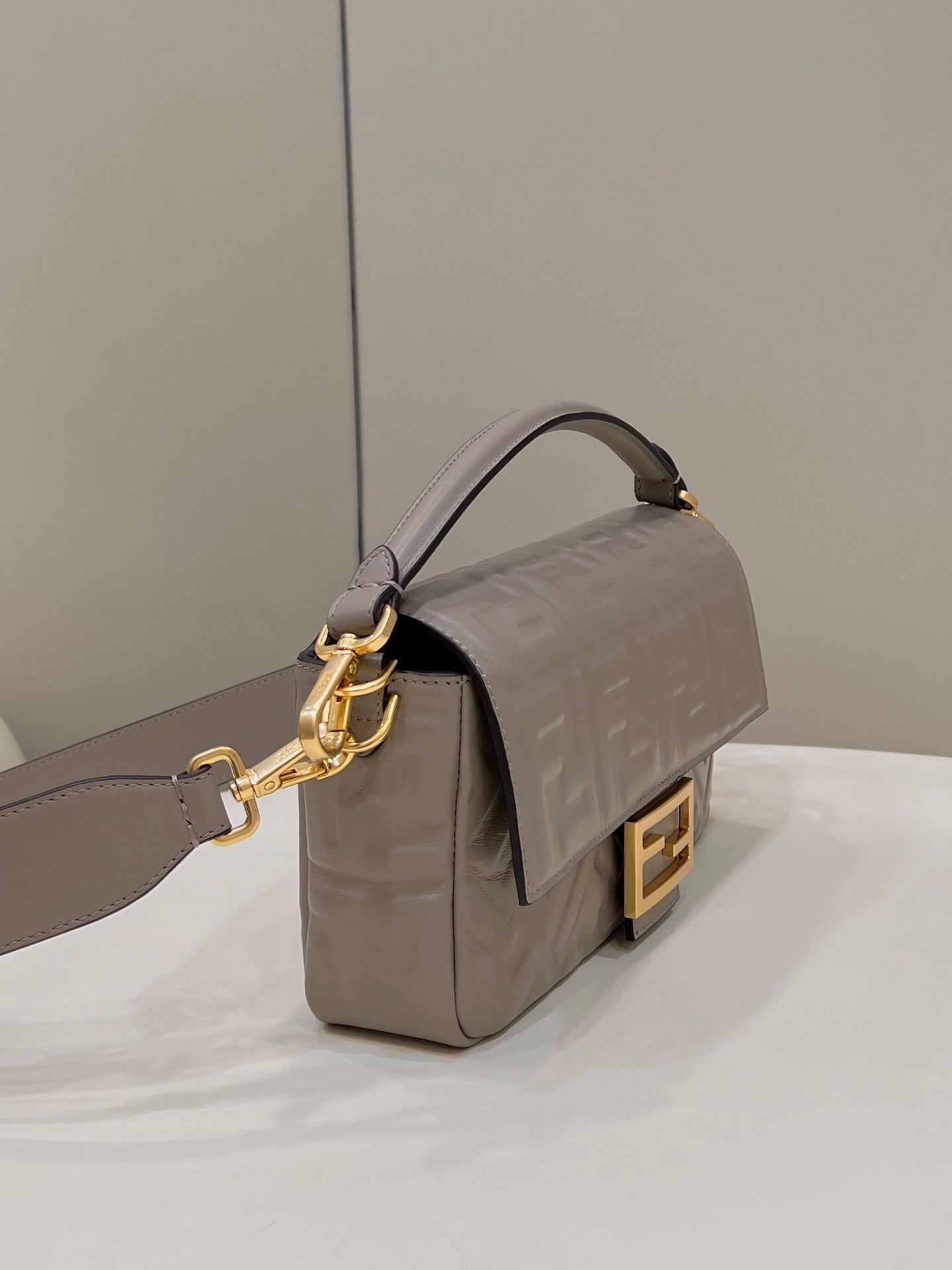 Baguette 27cm Dove Grey Lambskin Gold Hardware