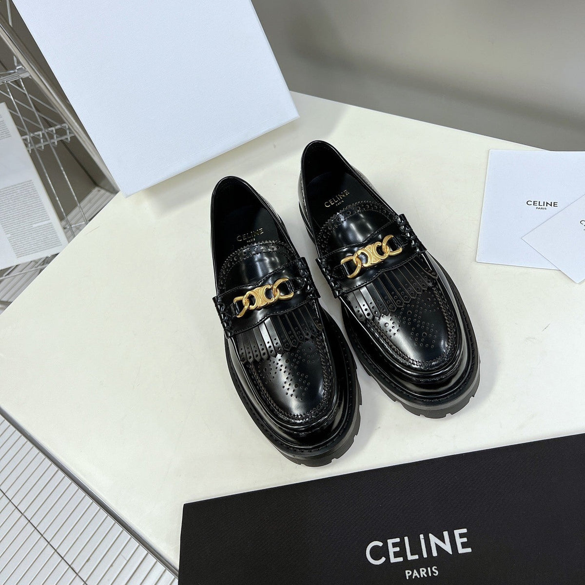 CE 26s Margaret Loafers 3.5cm Black Leather 131452