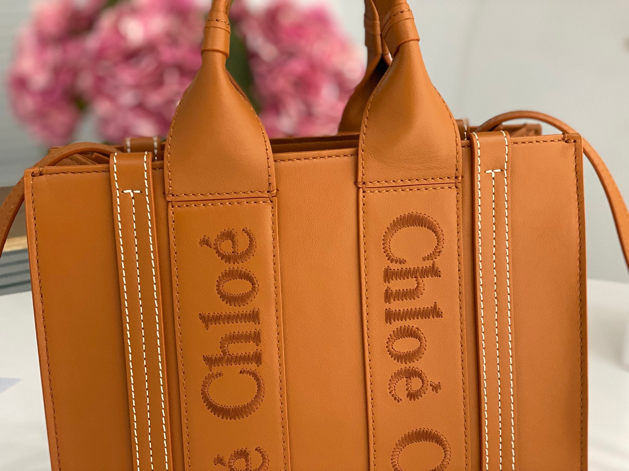 Chloé Woody small tote bag 26cm brown calfskin