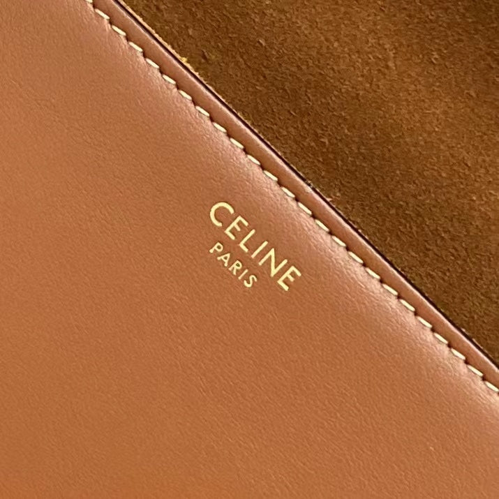 Celine Besace Cuir Bag Triomphe Brown Calfskin