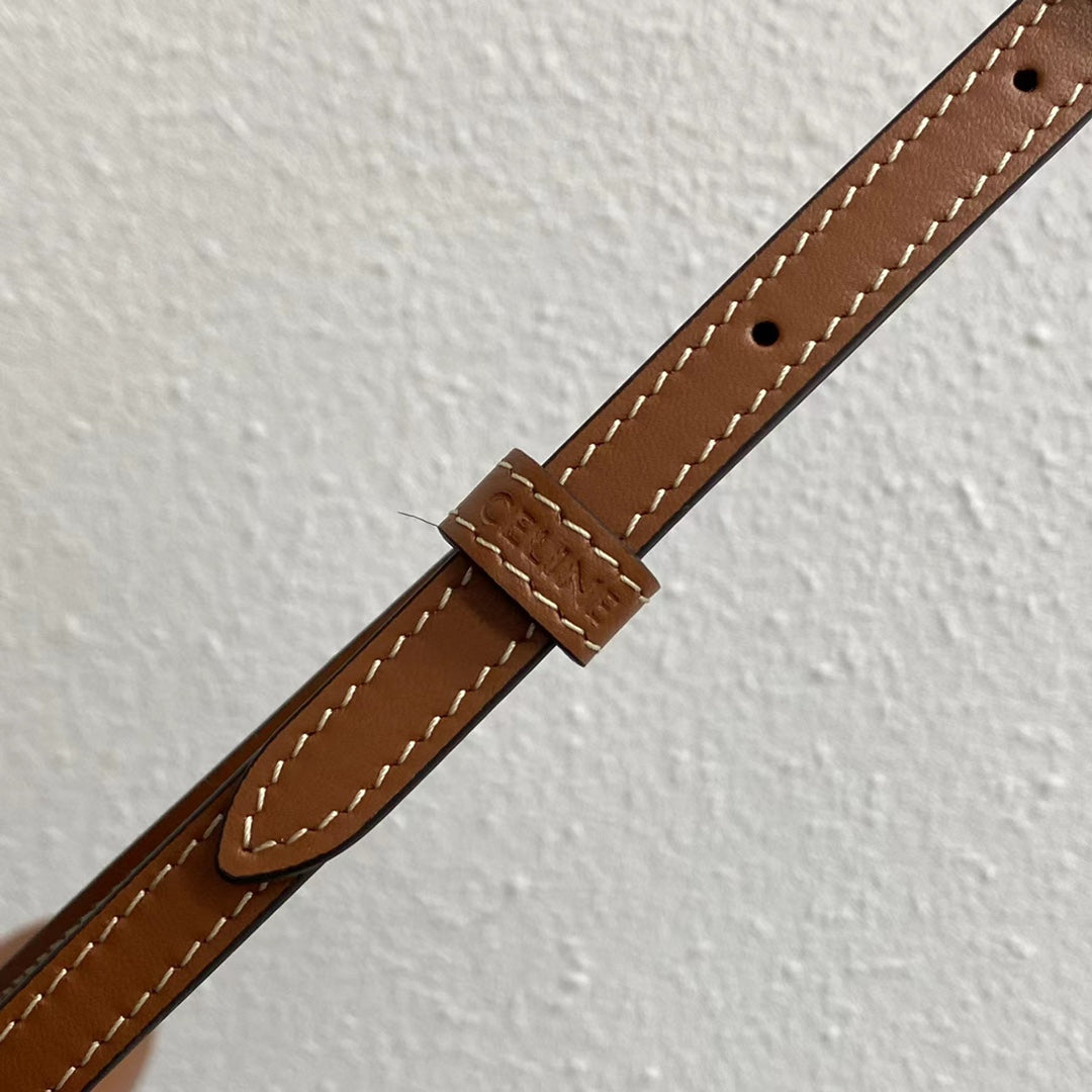 Celine Besace Cuir Bag Triomphe Brown Calfskin