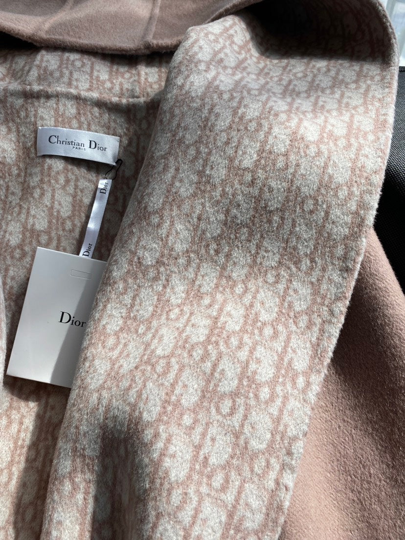 CD 26s Hooded Short Wool Coat Beige Oblique Wool 429305