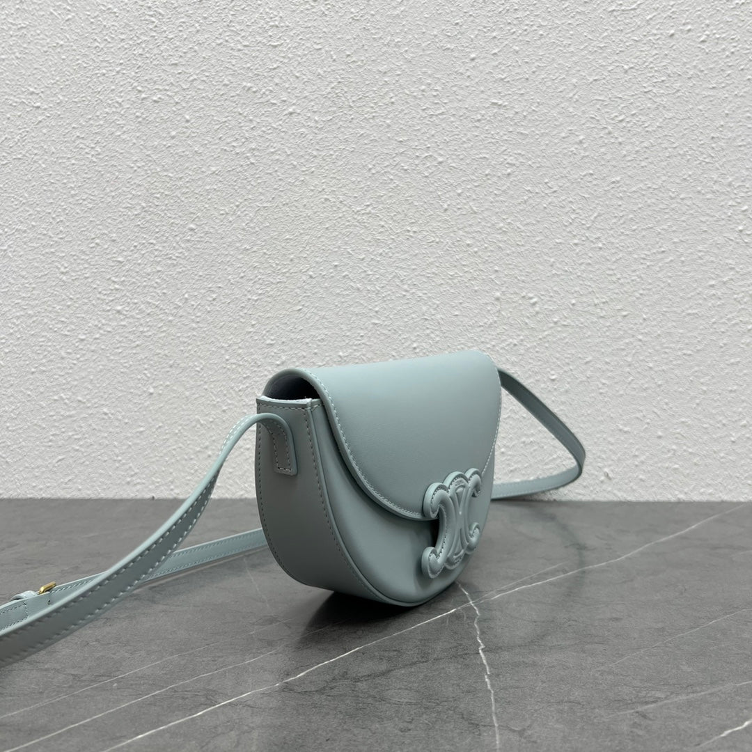 Celine Besace Cuir Bag Triomphe Grey-Blue Calfskin