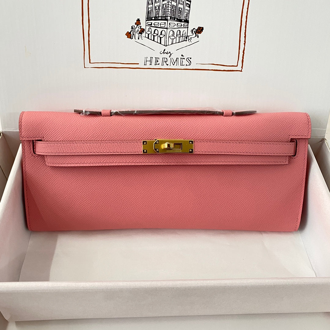 HM Kelly Cut 31 Pink Pastel Epsom Leather Gold Hardware 229065