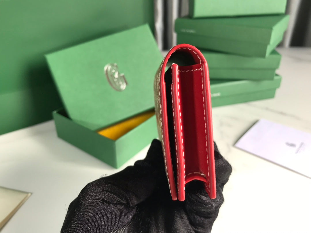 Goyard Malesherbes Card Wallet 10cm Red Canvas & Calfskin