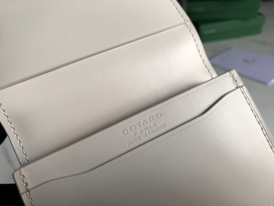Goyard Malesherbes Card Wallet 10cm White Canvas & Calfskin