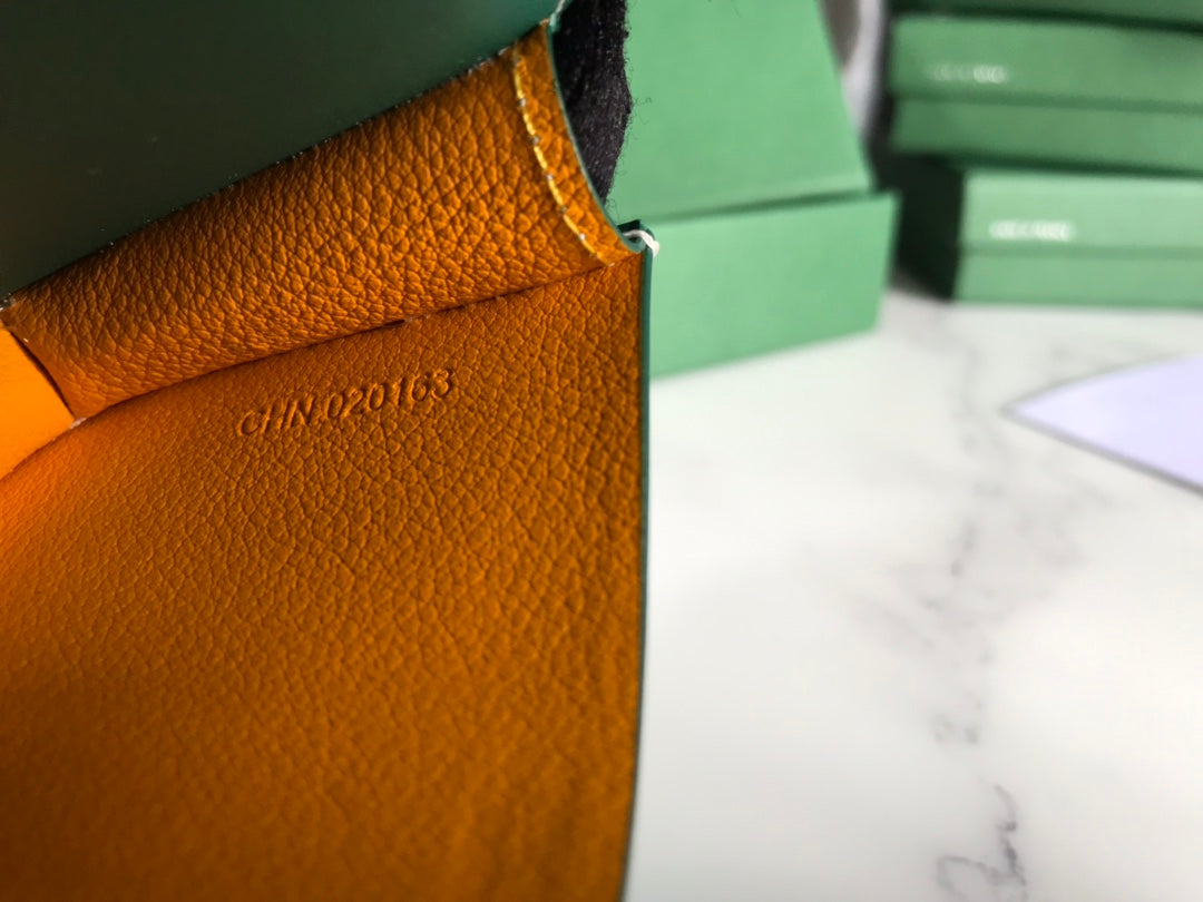 Goyard Malesherbes Card Wallet 10cm Green Canvas & Calfskin