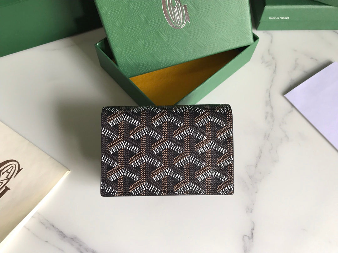 Goyard Malesherbes Card Wallet 10cm Black Canvas & Calfskin
