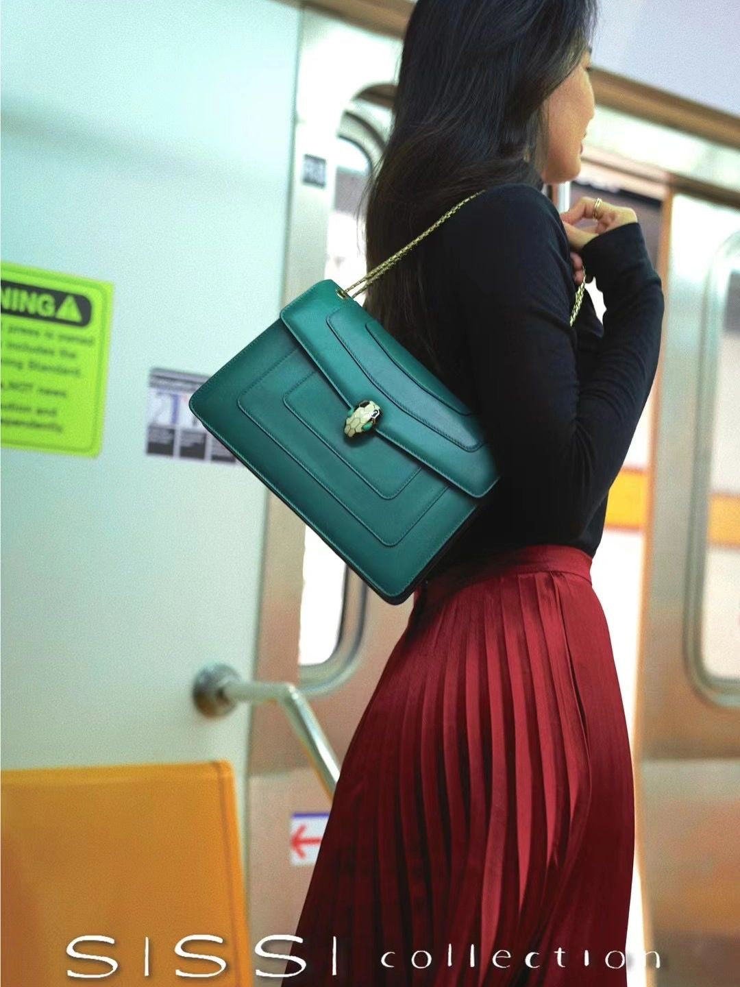 BVL Serpenti Forever Shoulder Bag 28cm Green Calfskin GHW 188642