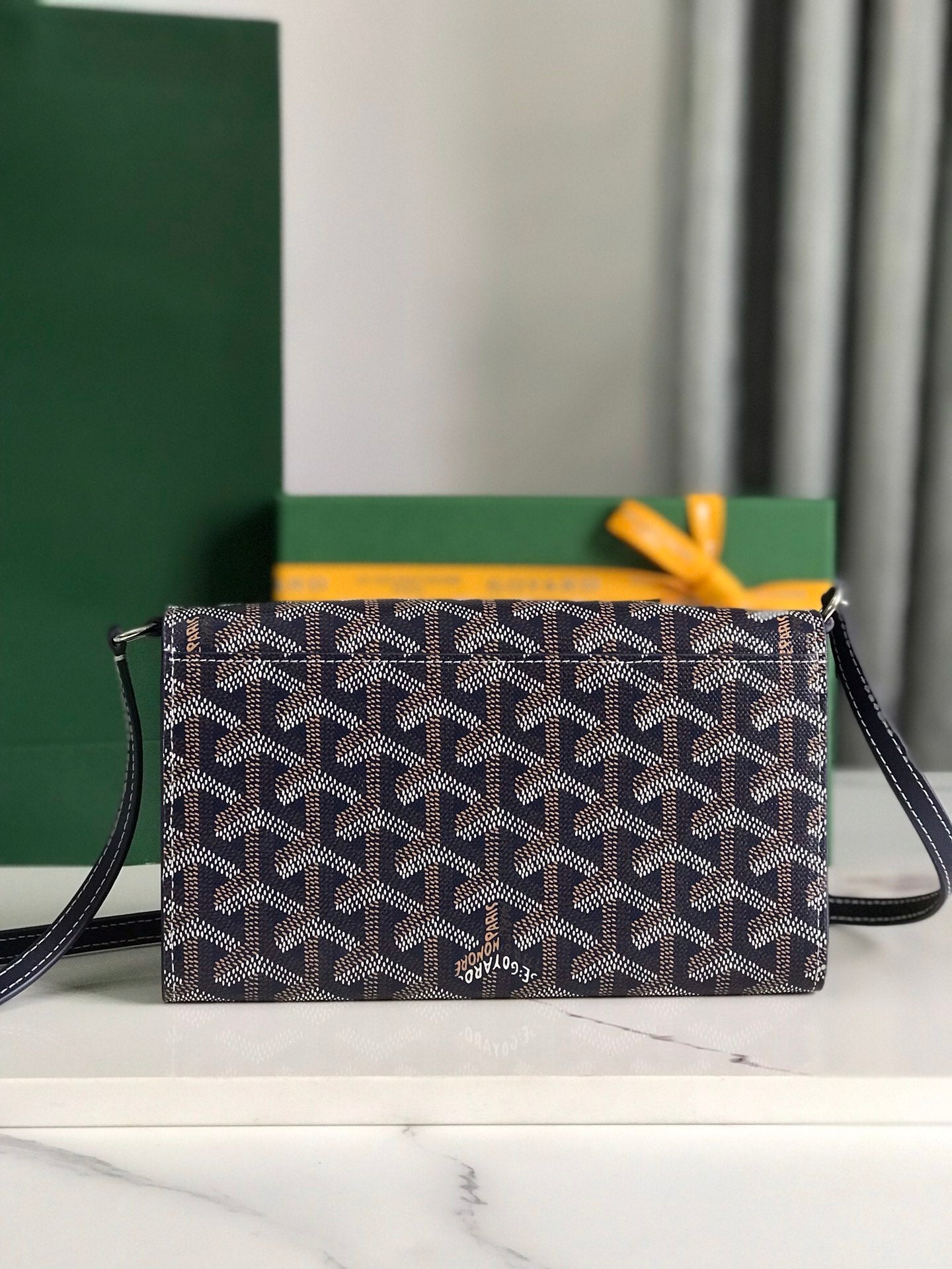 Goyard Varenne Continental Wallet 19cm Black Navy Blue Canvas & Calfskin