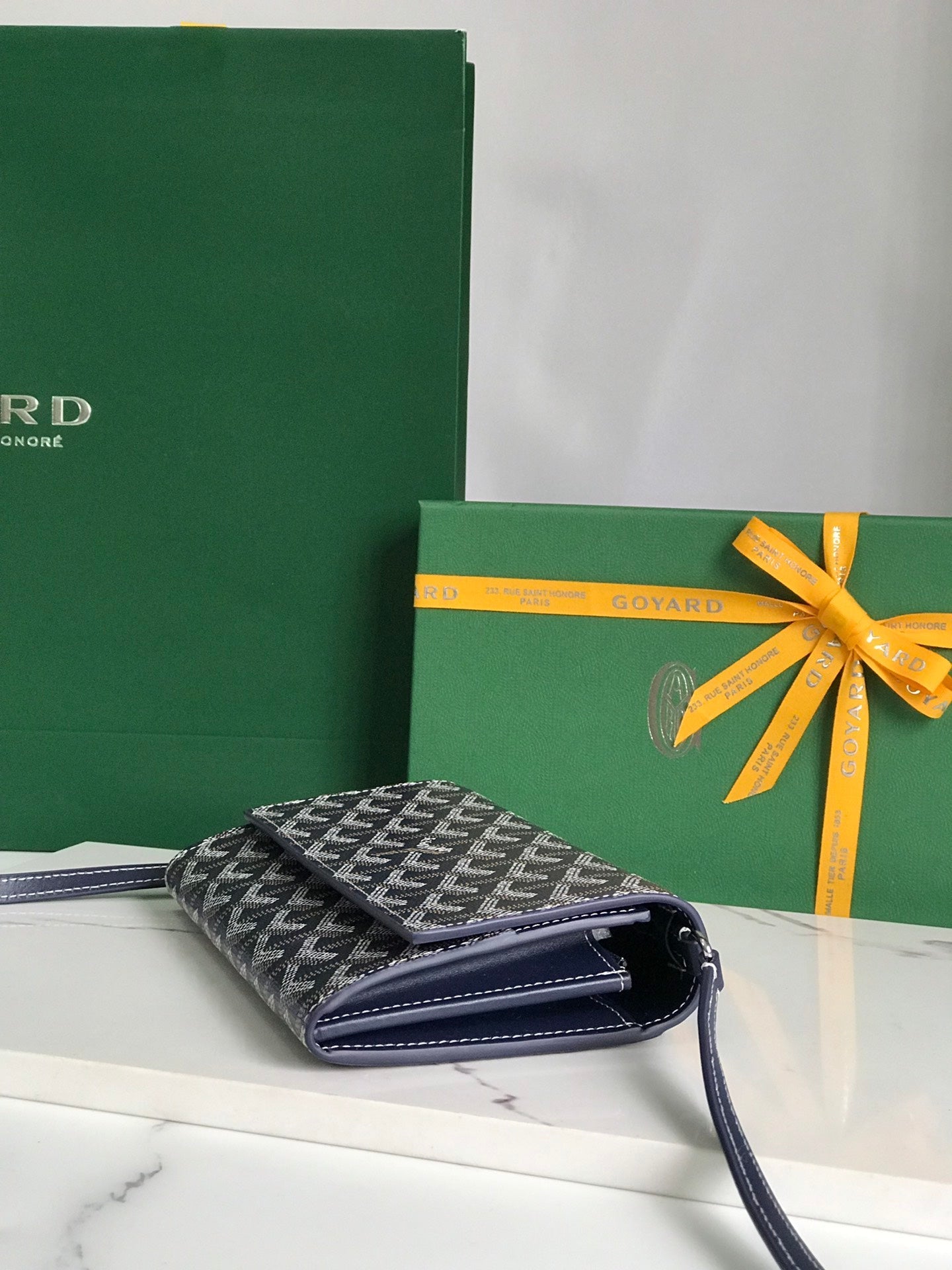 Goyard Varenne Continental Wallet 19cm Black Navy Blue Canvas & Calfskin