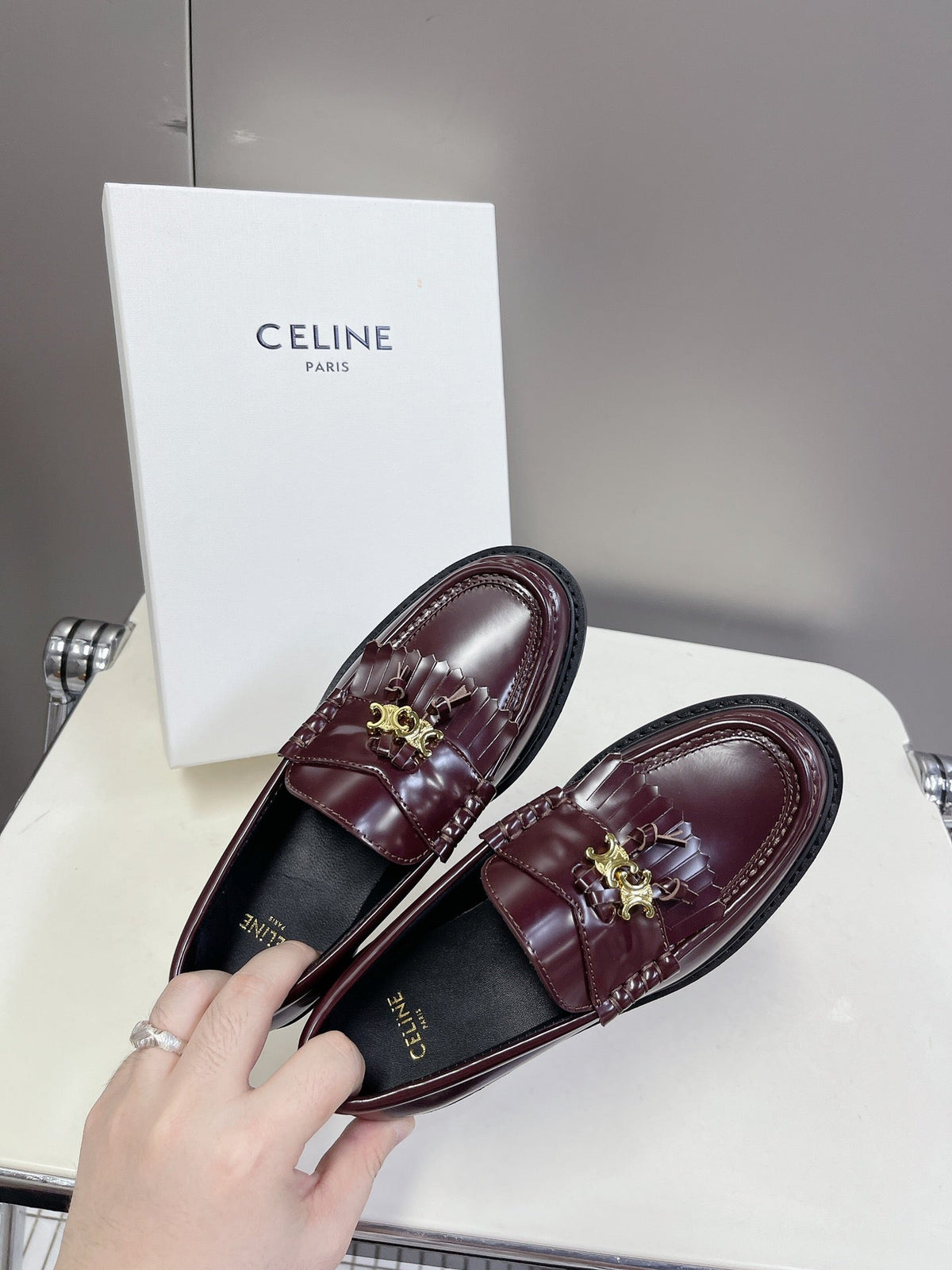CE 26s Margaret Loafers 3.5cm Burgundy Leather 114188