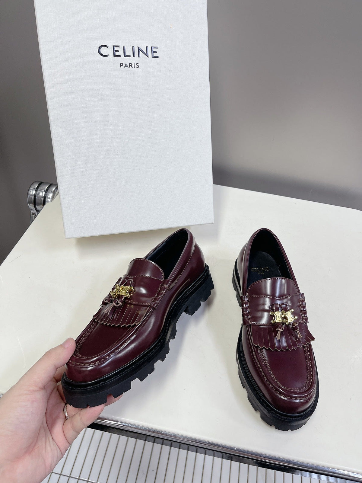 CE 26s Margaret Loafers 3.5cm Burgundy Leather 114188