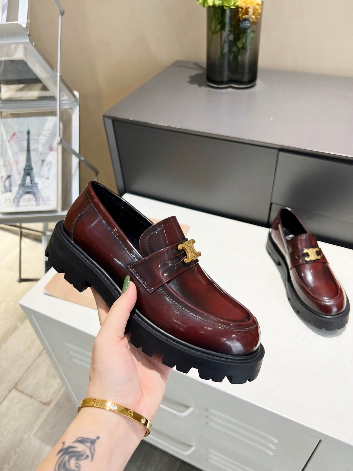 CE 26s Luco Loafers 3.5cm Burgundy Leather 101811