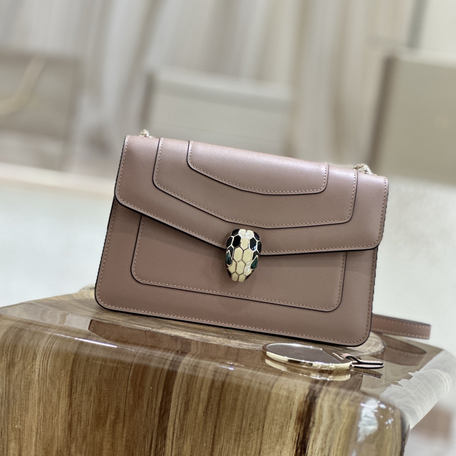 SERPENT FOREVER CROSSBODY 22CM ROSE CANNELLE CALFSKIN 1 COMPARTMENT