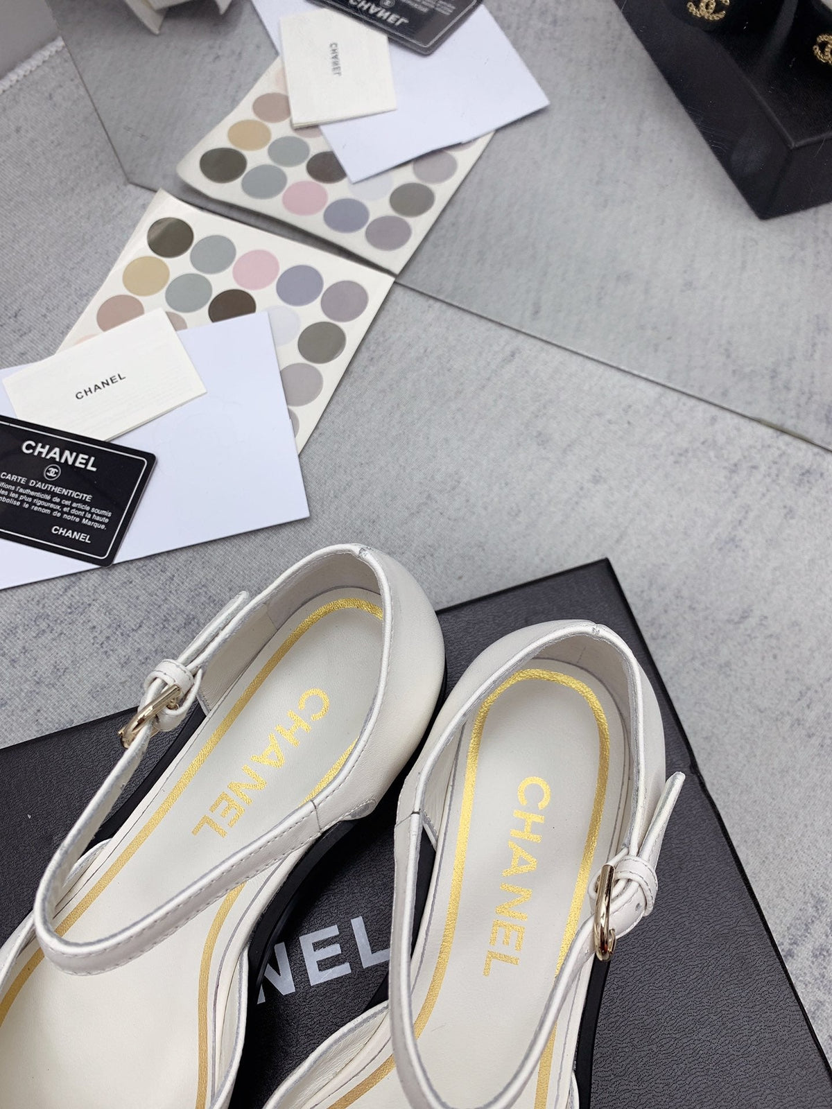 CC 26s Mary Janes White Black Lambskin Grosgrain 159883