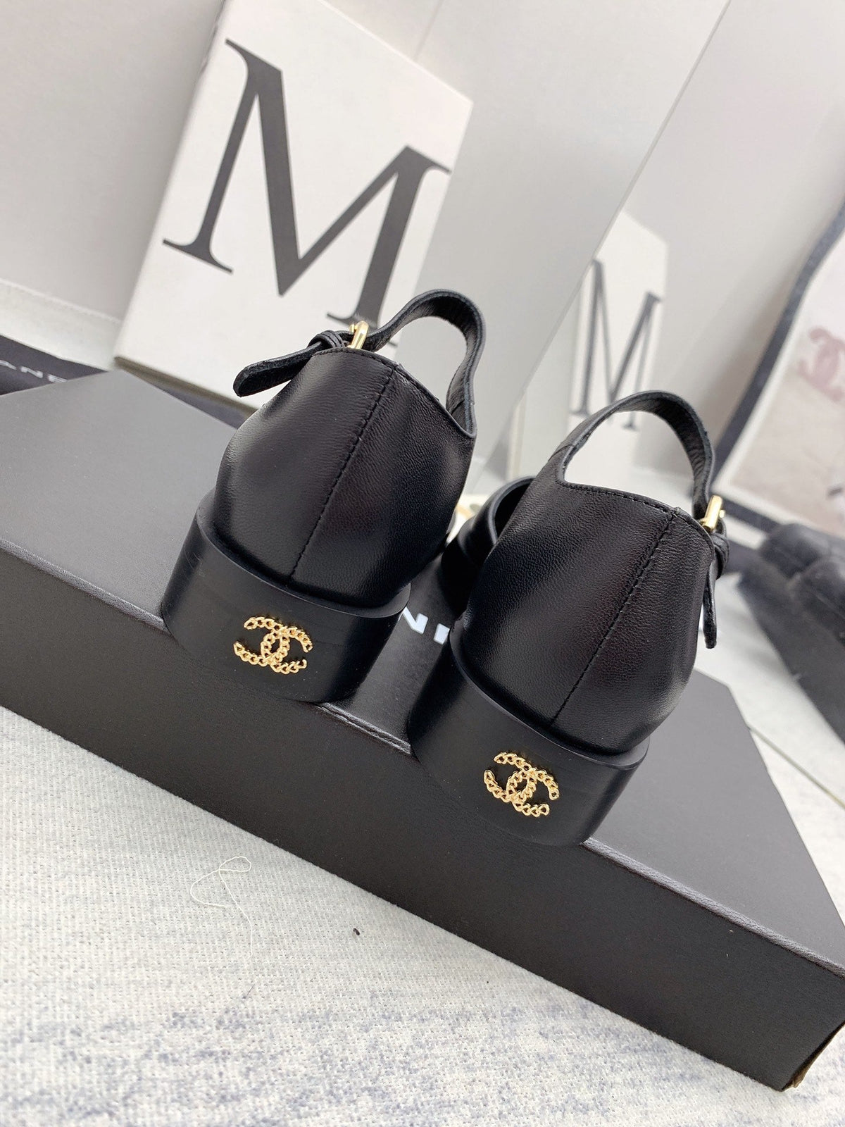 CC 26s Mary Janes Black Lambskin Grosgrain 159884