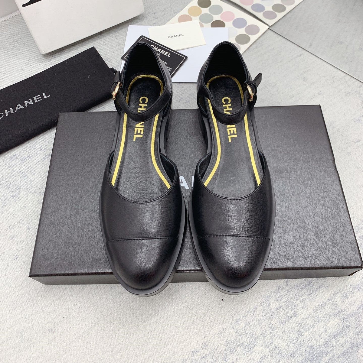 CC 26s Mary Janes Black Lambskin Grosgrain 159884