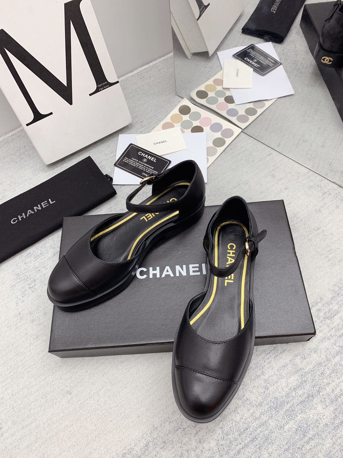 CC 26s Mary Janes Black Lambskin Grosgrain 159884