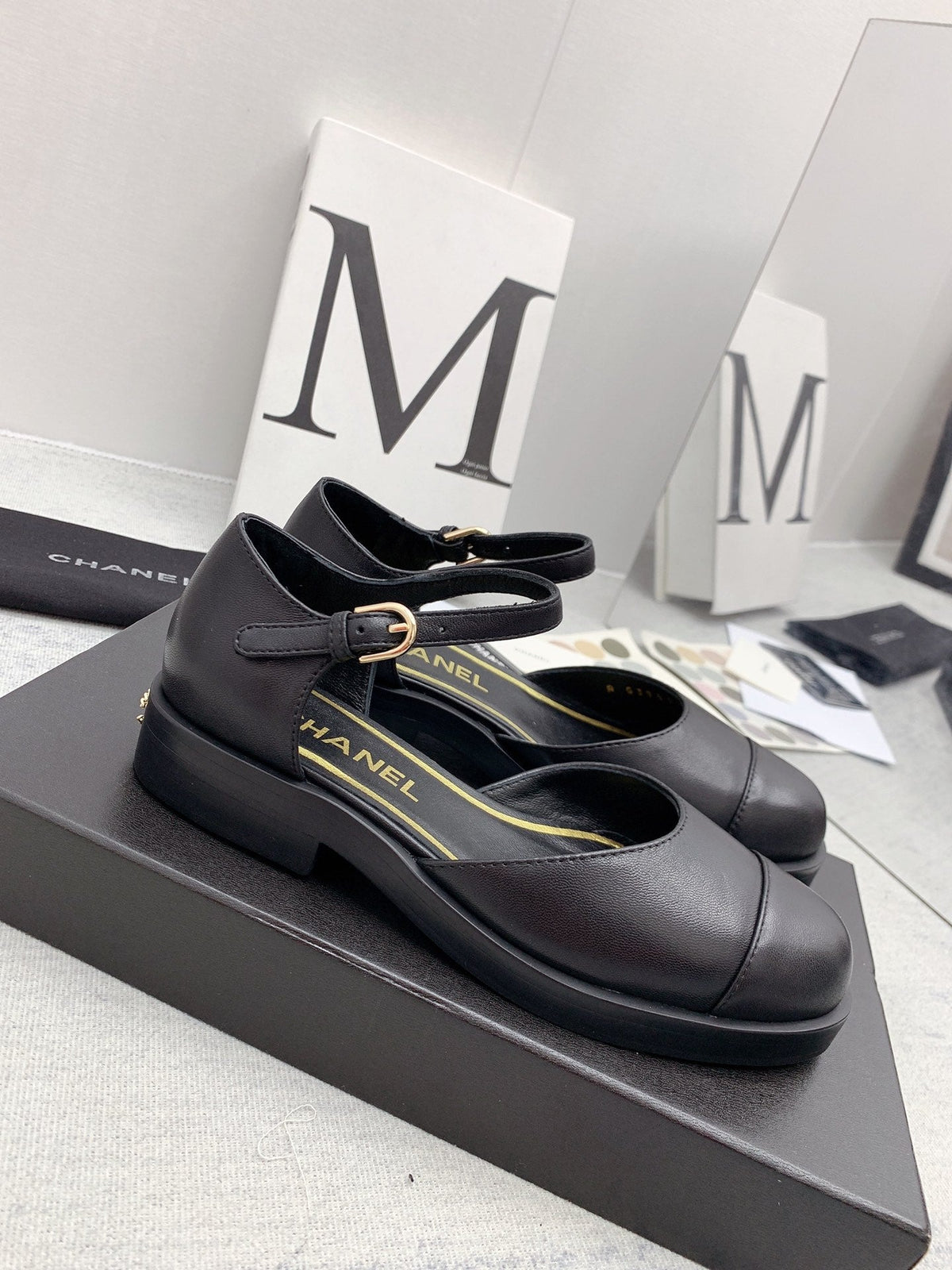 CC 26s Mary Janes Black Lambskin Grosgrain 159884