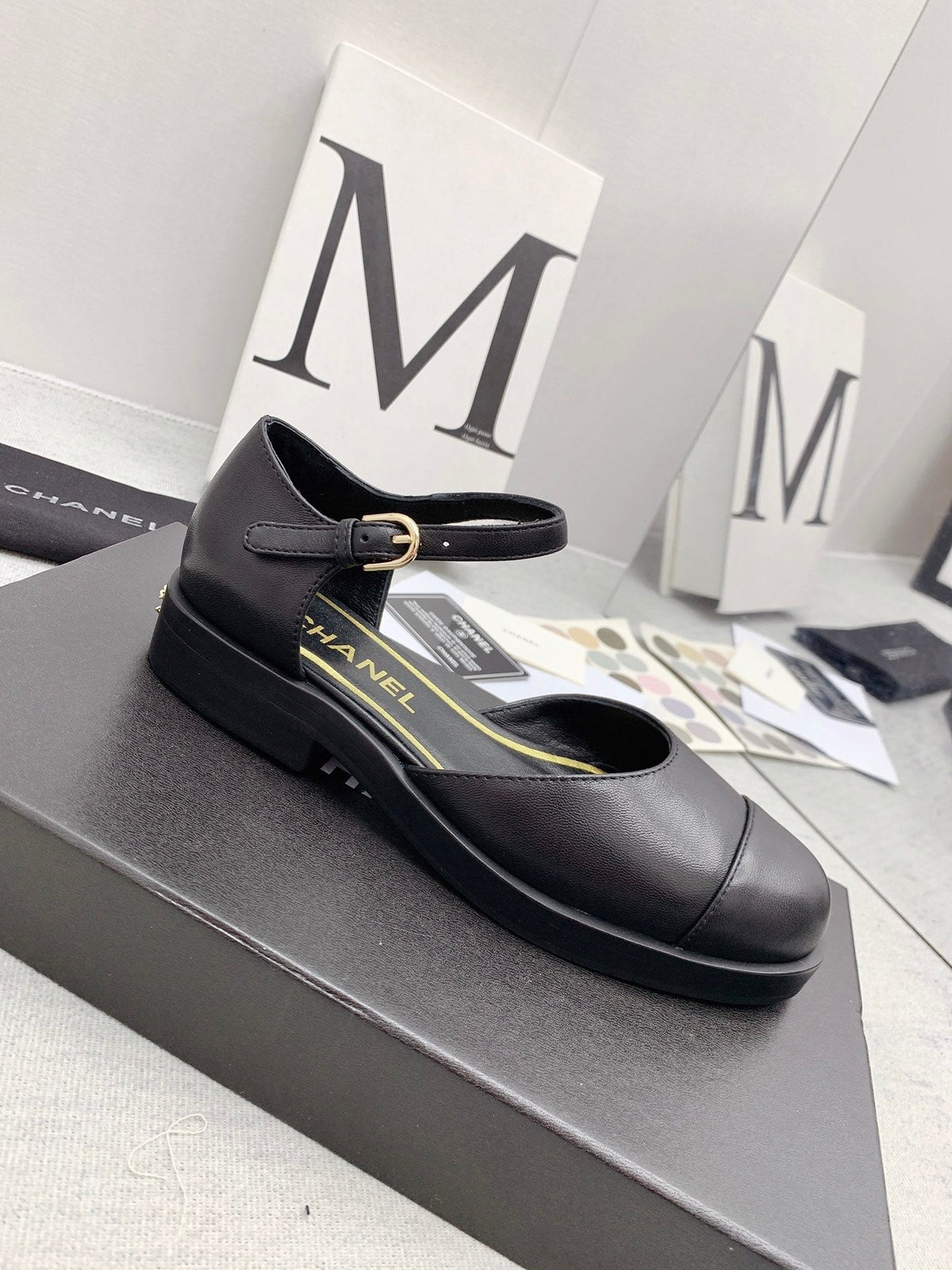CC 26s Mary Janes Black Lambskin Grosgrain 159884