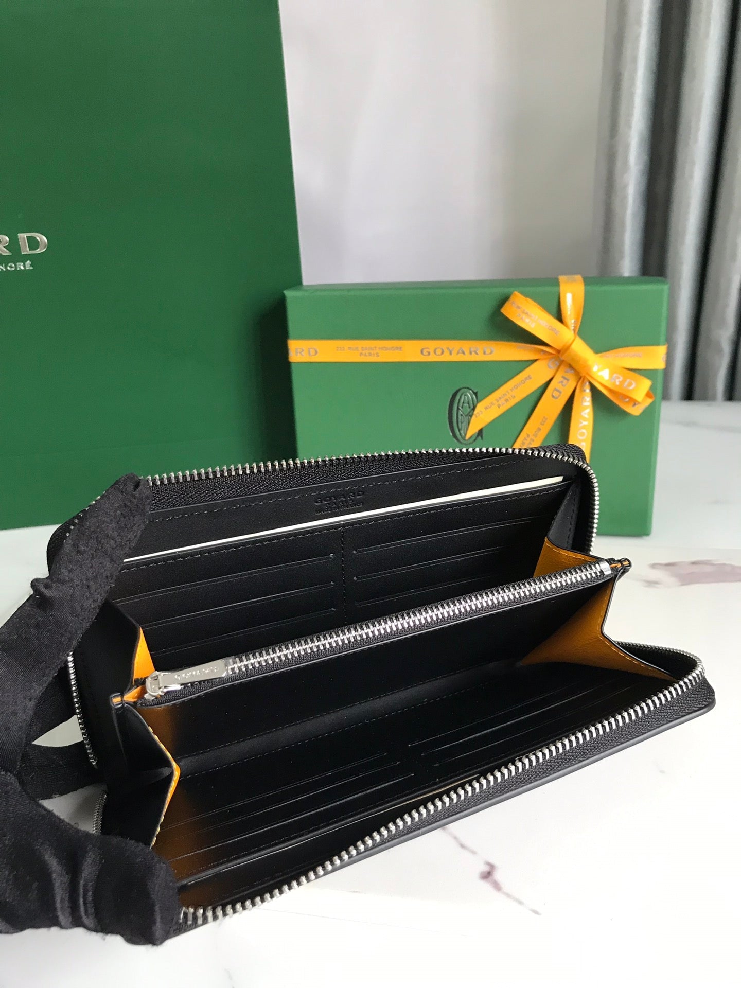Goyard Matignon GM Wallet 20cm Black Canvas & Calfskin