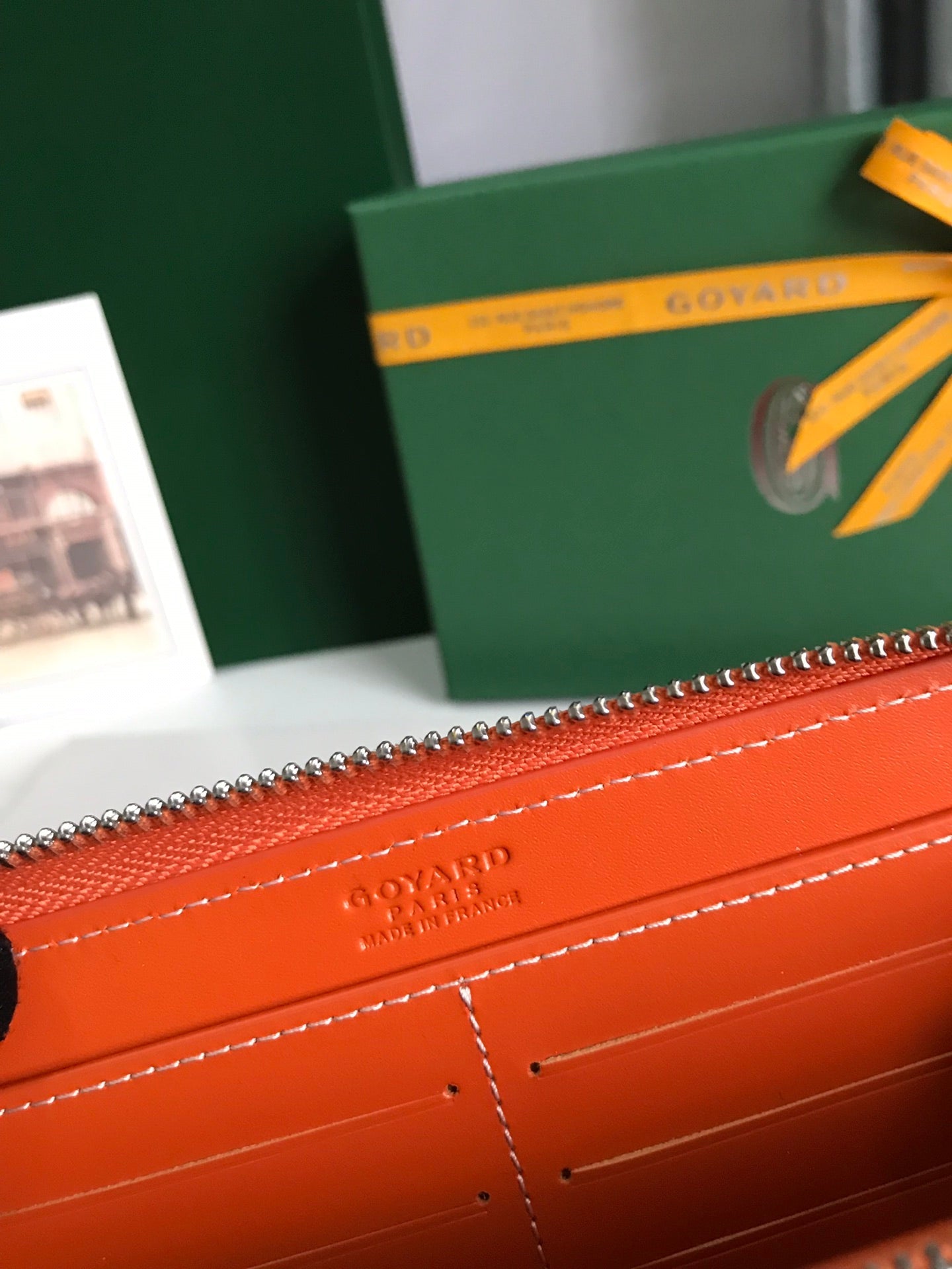 Goyard Matignon GM Wallet 20cm Orange Canvas & Calfskin